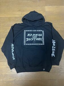 【新品size L】RAMEN & DESTROY 旧タイプ HOODIE ブラック ラーメン&デストロイ スウェット プルオーバー パーカー BLUCO UNCROWD