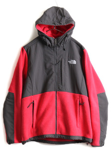 ■ ノースフェイス フード付き デナリ ジャケット ( レディース L ) 古着 The North Face ブルゾン パーカー フリース ナイロン 切替 濃灰