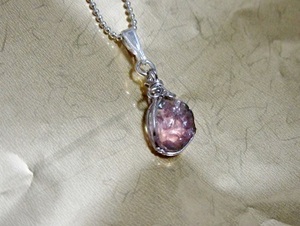  natural feeling enough. raw ore wire LAP type wonderful bai color tourmaline * silver necklace NO.2