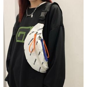  total pattern design shoulder bag body bag belt bag white × black 