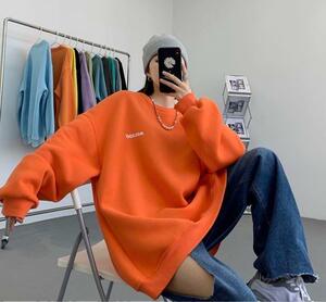  one Point Logo sweat sweatshirt S orange unisex reverse side nappy new goods 