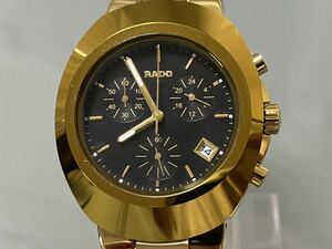 ◆1円◆ラドー RADO ◆ ダイヤスター DIASTAR クロノグラフ デイト 新品仕上げ クォーツ メンズ腕時計 ◆ブラックダイアル