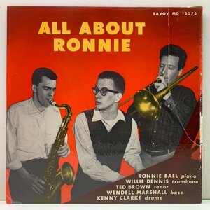 【w/ Ted Brown】美盤!! MONO 手書きRVG刻印 RONNIE BALL All About Ronnie (Savoy MG 12075) コーティング 1stジャケ US初期プレス