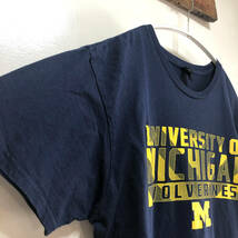 USA 古着 半袖 Tシャツ ミシガン大学 カレッジ プリント ネイビー 古着卸 BA0284_画像5