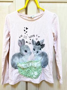 中古◎H&M ◎うさぎ◎長袖Tシャツ◎ピンク◎110くらい