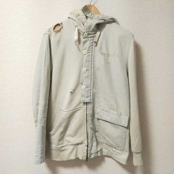 EFILEVOL エフィレボル 2x Marine Hickory×Sweat Parka　マリンヒッコリー×スウェットパーカー 再構築 2 アイスグレー×インディゴ