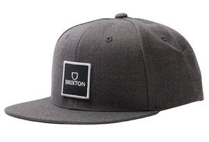 Brixton Alpha Square Snapback Hat Cap Heather Charcoal キャップ