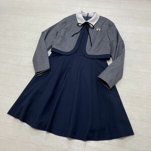 バイ ラビットby LOVEiT ジュニア 女の子 フォーマル 卒服 卒業式 入学式 ボレロ ワンピース セットアップ グレー/ネイビー サイズ150 美品