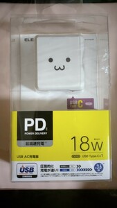 ELECOM USB PD対応 USB AC充電器しろちゃん （USB PD18W/C1） エレコム 急速充電 Type-C