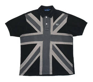 FRED PERRY フレッドペリー ユニオンジャックパッチワーク ポロシャツ M ブラック 黒 イギリス 国旗
