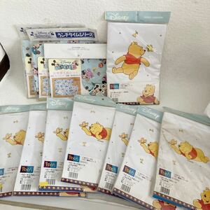 e200-80 Disney goods for baby together bedding LAP type sheet . futon cover . meal 3 point set apron clip unopened dirt have Pooh 