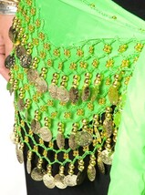 ベリー 衣装 ヒップスカーフ群舞 ベリーダンス 150コイン 緑 コスチューム ヒップスカート Belly Dance_画像6