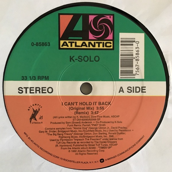 K-Solo - I Can't Hold It Back (USオリジナル/ニュースクール)