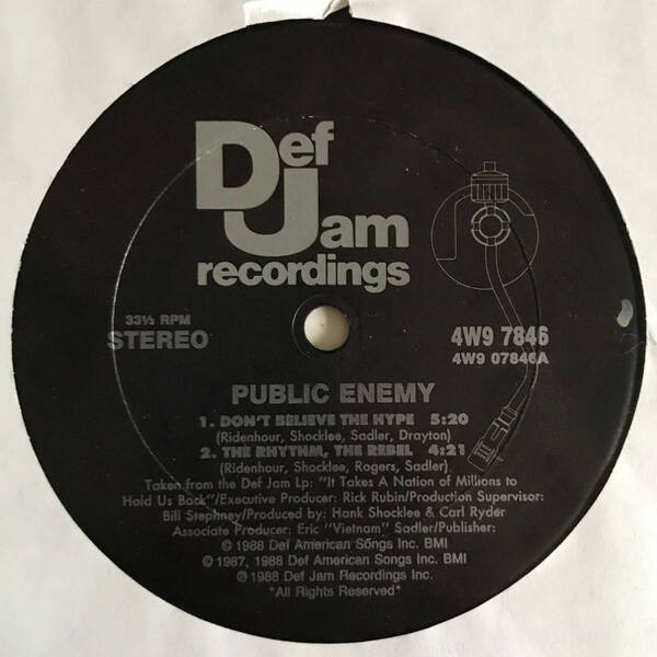 Public Enemy - Don't Believe The Hype / Prophets Of Rage (USオリジナル)