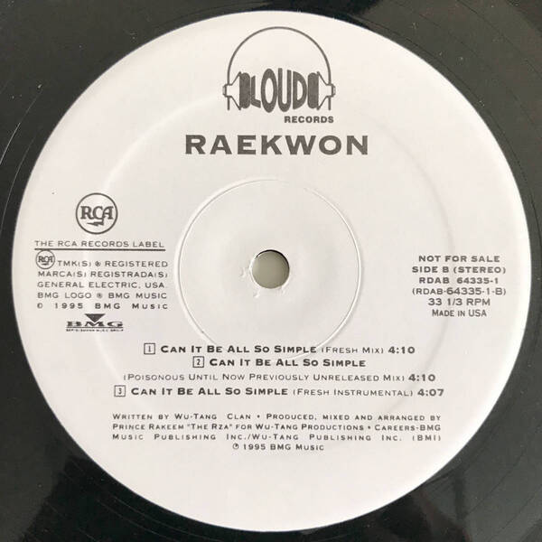 Raekwon - Can It Be All So Simple (Fresh Mix) / Glaciers Of Ice (激レアプロモオンリー) (Promo) USオリジナル)