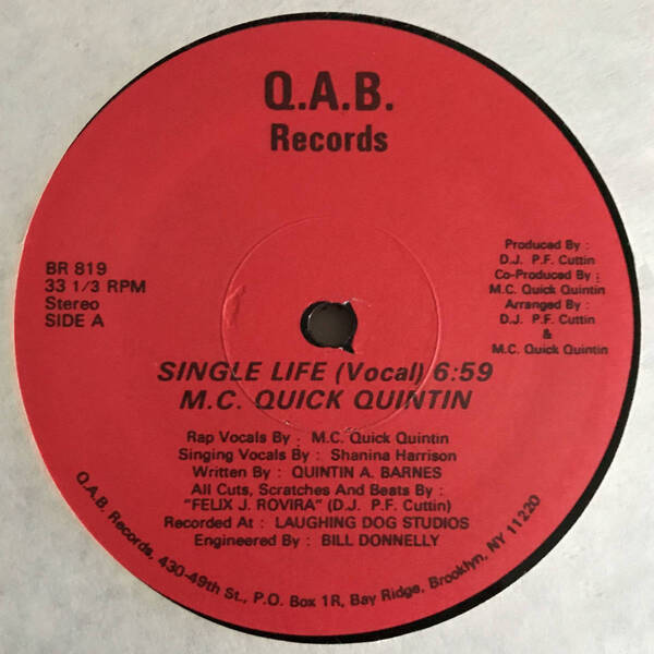 M.C. Quick Quintin - Single Life (USオリジナルレアミドル)