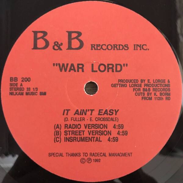 War Lord - It Ain't Easy / Nothing To Lose (USオリジナル/レアミドル)