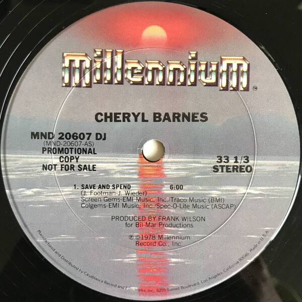 Cheryl Barnes - Save And Spend (USオリジナル/Promo/プロモオンリー/モダンディスコ)