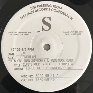 Lords Of The Underground - Flow On (New Symphony) (Test Pressing)