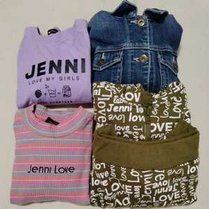 +WK43 まとめ 5枚 セット 女子女の子 150 JENNI ジェニイ 長袖 ボーダー カットソー Tシャツ デニム パーカー スウェット ショートパンツ