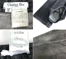 ▼【Christian Dior】クリスチャン ディオール ロゴステッチ ブラック デニム 38 約M コットン イタリア製 レディース ボトムス RC3161_画像4