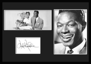 10種類!Nat King Cole/ナット・キング・コール/ジャズ/JAZZ/ピアノ/サインプリント&証明書付きフレーム/BW/モノクロ/ディスプレイ(9-3W)