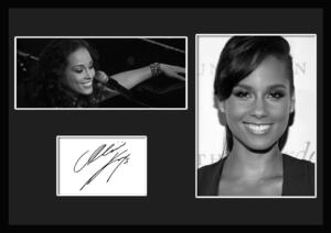 10種類!Alicia Keys/アリシア・キーズ/サインプリント&証明書付きフレーム/BW/モノクロ/ディスプレイ (7-3W)
