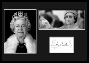 【エリザベス女王/Elizabeth】ロイヤル/エリザベス2世/Elizabeth II/サインプリント&証明書付きフレーム/BW/モノクロ/ディスプレイ (2-3W)