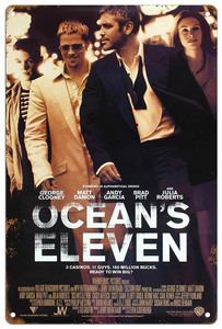 映画ポスター【ブラッド・ピット/Brad Pitt】オーシャンズ11/Ocean's Eleven/ブリキ看板/サビ風-1