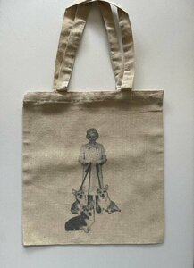 Canvas tote bag/キャンバストートバッグ【エリザベス女王/Queen Elizabeth】ロイヤルコーギー/愛犬/シンプル/ナチュラル-1