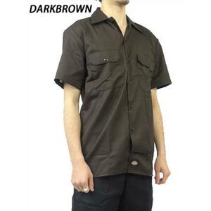 ☆DarkBrown☆S ディッキーズ Dickies ワークシャツ 半袖 シャツ ワーク系 定番 メンズ 半袖