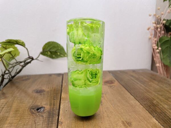 水中花シフトノブ 薔薇と紫陽花 ライトグリーン