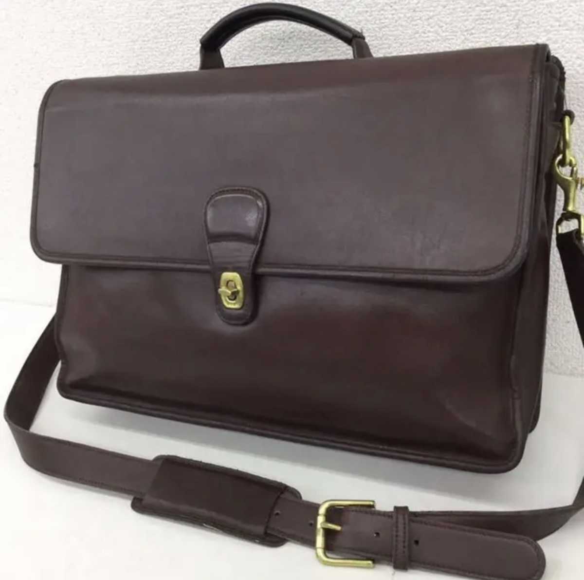 希少 OLD COACH オールドコーチ レザー 2WAY ブリーフケース メッセンジャー ショルダーバッグ ビジネスバッグ ハンドバッグ 0542 書類鞄