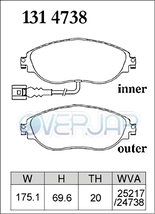 X1314738 / 1355009 DIXCEL Xタイプ ブレーキパッド 1台分セット フォルクスワーゲン GOLF VII AUCHH/AUDLB 2014/9～ 2.0 GTI Performance_画像2