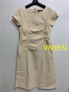 VIVIEN ビビアン　レディースワンピース　日本製　ワンピース　シャツ　ブラウス　ベージュ　半袖　スカート　スキャパ
