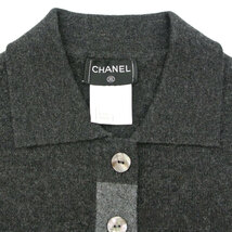 CHANEL【シャネル】襟付き ニットトップス 98A P11402 カシミヤ100％ 表記サイズ：38 長袖 グレー セーター レディース【中古】USED-B_画像6