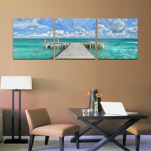 3枚セット 新品 アートパネル アートポスター 海 海岸 波 ビーチ キャンバス画 絵 現代アート 壁掛け インテリア 絵画 30x30cm