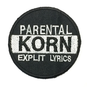 191 Korn コーン KoЯn　刺繍 アイロン ワッペン 円形 PARENTAL メタル バンド　音楽ラップメタル ニューメタル ロック 刺繍ワッペン