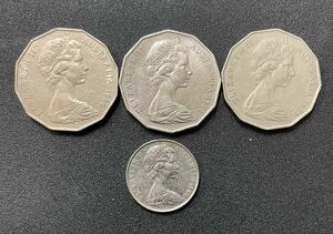 KTH-076 Элизабет II Австралия 50 Pence 10 Pence Set Antique Coin 1980-1984