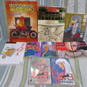 【たがみよしひさ 感動の7タイトル10冊セット】イラストポエム集 滅日 メタルハンターズD 妖怪戦記 なくしたピース 依頼人から一言 PEPPER