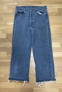 希少 先染め黒 90's USA製 VINTAGE Levi's 501 赤文字 653刻印 ブラックデニムパンツ ヴィンテージ 91年製 古着