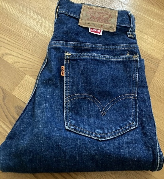 極上！パッチ付！濃紺！ 60's VINTAGE Levi's bigE 606 スキニー デニムパンツ 8刻印 ドス黒 ヴィンテージ オリジナル USA製 希少 美品