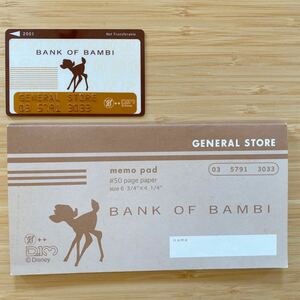 バンビ メモパッド カード バンビ銀行 ディズニー D13 BANK OF BAMBI 架空銀行 未使用倉庫保管 限定 イベント Disney BANK exclusive goods