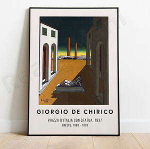 G1881 ジョルジョ・デ・キリコ キーリコ Giorgio de Chirico キャンバスアートポスター 50×70cm イラスト インテリア 海外製 枠なし D