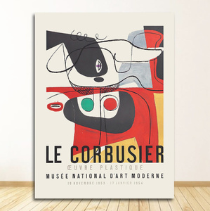 G1470 ル・コルビュジエ Le Corbusier ミッドセンチュリー モダン 建築 キャンバスアートポスター　50×70cm　インテリア 海外製 枠なし C