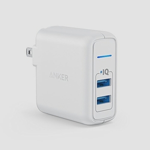 送料無料★Anker ACアダプター充電器 PowerPort 2 Elite 24W 2ポート USB急速充電器(ホワイト)