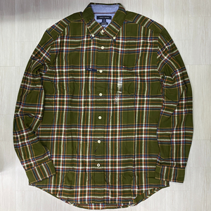 USA正規品 【L】 TOMMY HILFIGER USA トミーヒルフィガー フランネル タータンチェック ボタンシャツ GreenCliffs フラッグロゴ (R4F-21)