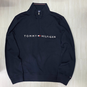 USA正規品 【M】 トミーヒルフィガー TOMMY HILFIGER USA 3/4 クオータージップ モックネック スウェット プルオーバー 紺 (R4F-27)