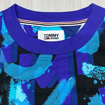 TOMMY HILFIGER USA正規品 【2XL】 TommyJeans トミージーンズ TJ 総柄 90s オーバーサイズ Tシャツ ブルーリバーフォグ (R4F-23)_画像3