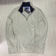 USA正規品 【2XL】 トミーヒルフィガー TOMMY HILFIGER USA 3/4 クオータージップ モックネック スウェットプルオーバー グレー (R4F-4)_画像2